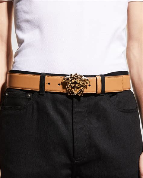 versace leather multicolor medusa-buckle belt|most expensive Versace belt.